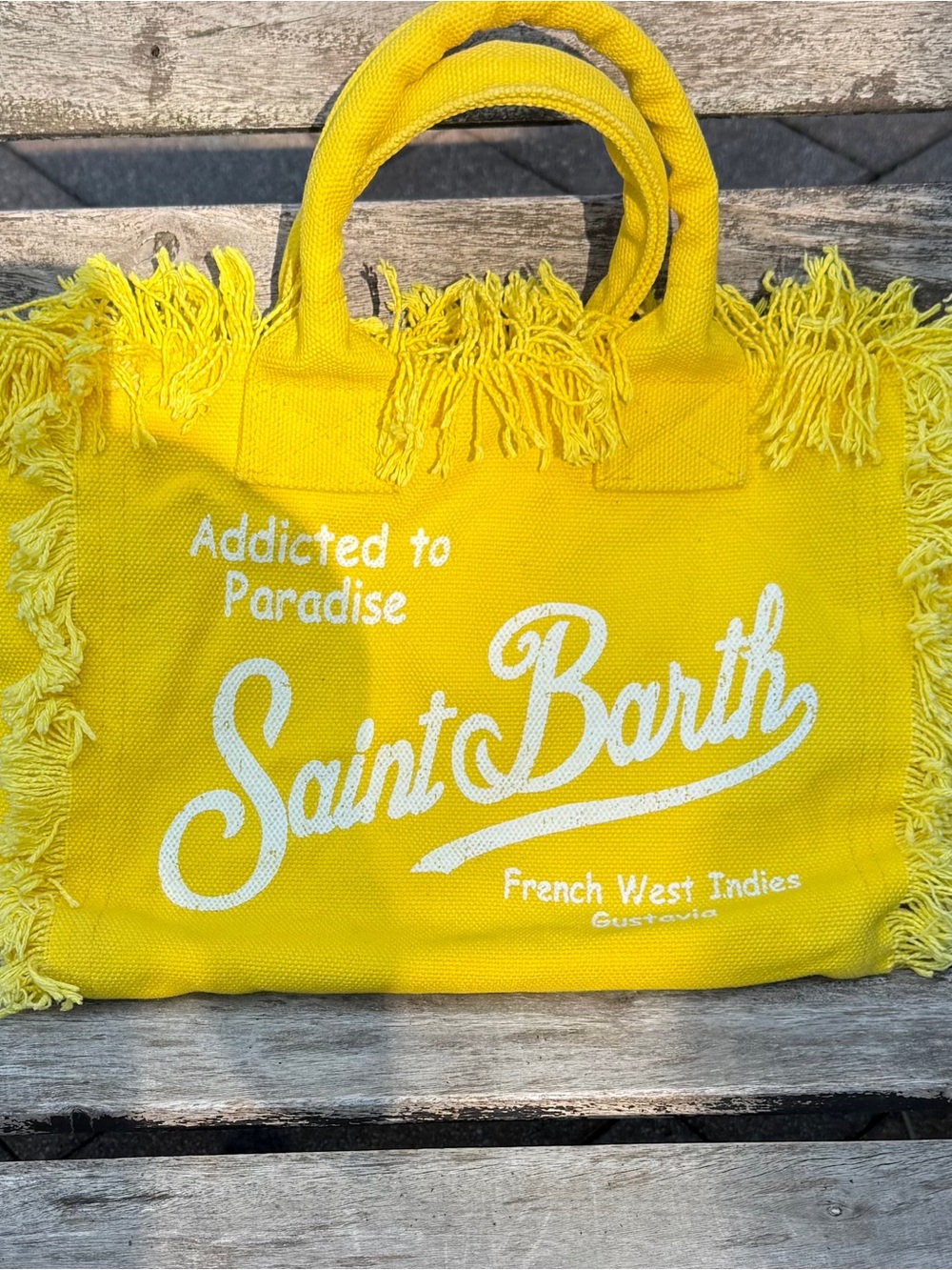 Neon Yellow Fringe Tote Bag - Saint Barth’ Addicted to Paradise Vanity mini bag